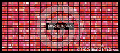 Red ruby glossy gradient, metal foil texture. Color swatch set. Collection of high quality gradients. Shiny metallic Vector Illustration