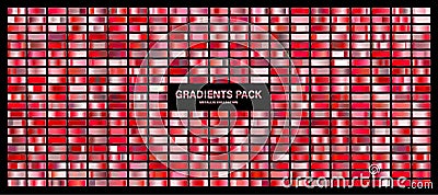 Red ruby glossy gradient, metal foil texture. Color swatch set. Collection of high quality gradients. Shiny metallic Vector Illustration