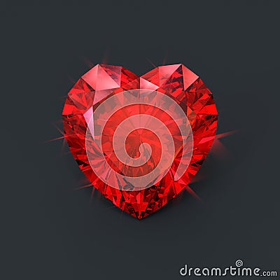 Ruby heart red jewel isolated Stock Photo