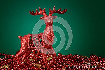 Red rudolf and pearls Stock Photo