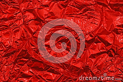 Red rumpled foil Stock Photo