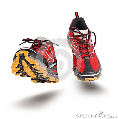 Red running sport shoes Stock Photo