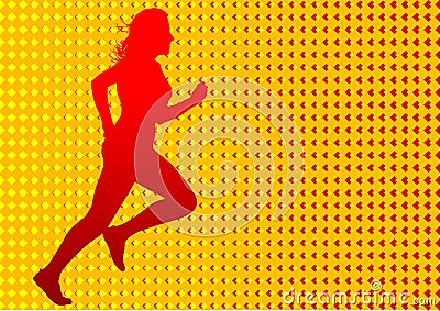Red running women Vector Illustration