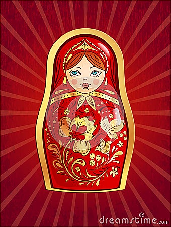 Red Russian Doll Cartoon Illustration