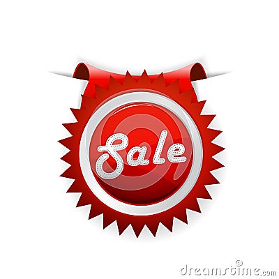 Red sale badge. Vector Illustration