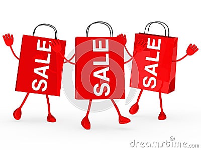 Red sale bags wave Stock Photo