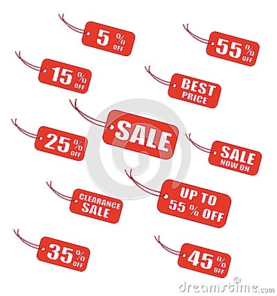 Red sale labels Vector Illustration