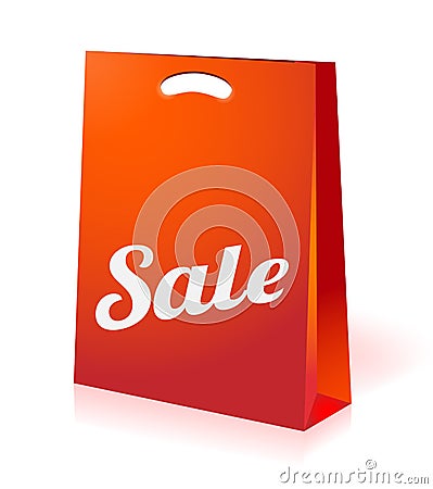 Red sale shopping bag Vector Illustration