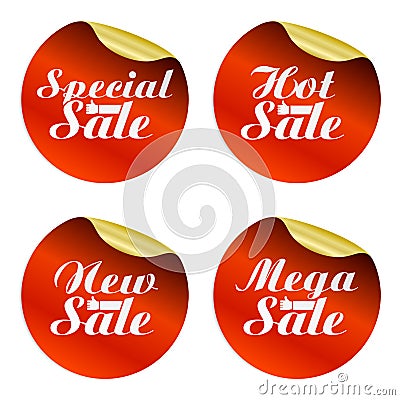 Red sale stickers set special,hot,new,mega with hands best choice Vector Illustration