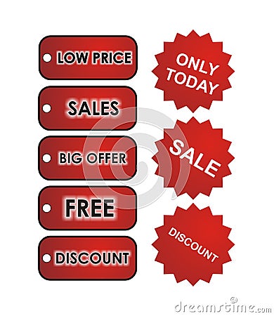 Red Sales Tags Vector Illustration