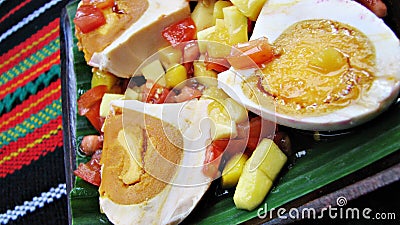 Red Salted Egg Salad Asian Delicacy Stock Photo