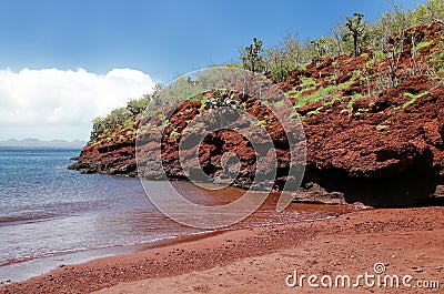 Red sand beach on Rabida Island, Galapagos National Park, Ecuador Stock Photo