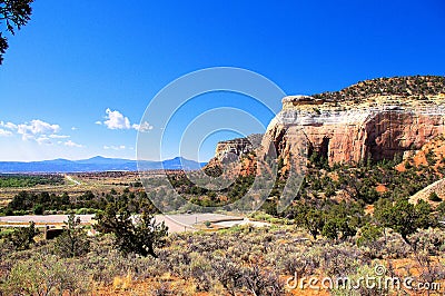 Red Sandstone Desert Bluff in New Mexico Stock Photo