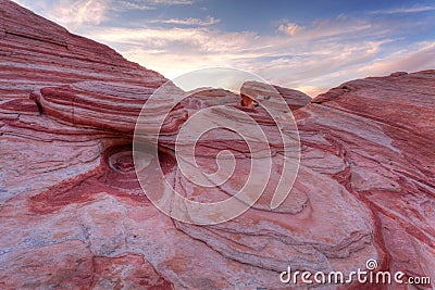 Red Sandstone Rock formation In Mojave Desert Stock Photo