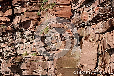 Red sanstone cliff, Fleswick Bay, St Bees Head, UK Stock Photo