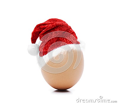 Red Santa Hat on an Easter Egg Stock Photo