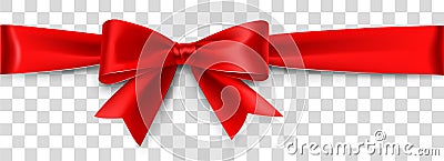 Red Satin Bow Isolated on Background. Vector illustration Vector Illustration