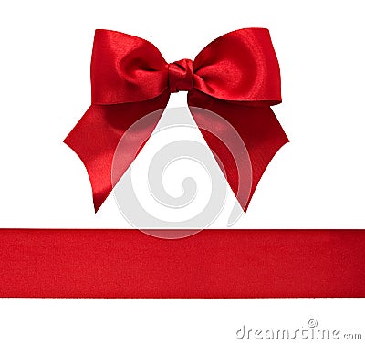 Red satin bow and ribbon Stock Photo