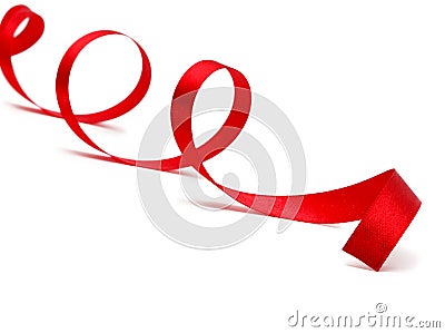 Red satin ribbon Stock Photo