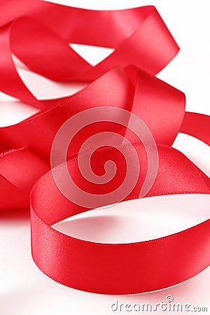 Red Satin Ribbon Stock Photo