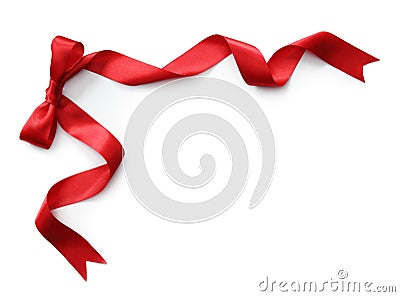 Red satin ribbon with bow Stock Photo