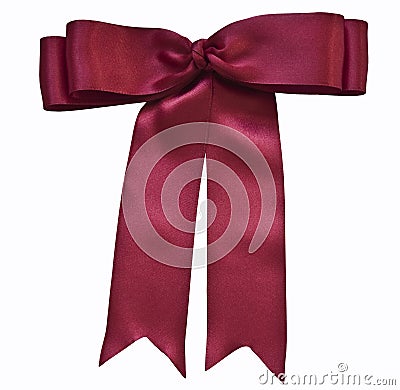 Red satin ribbon and bow Stock Photo