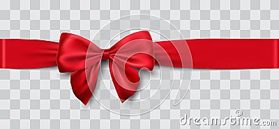 Red satin ribbon and bow Vector Illustration