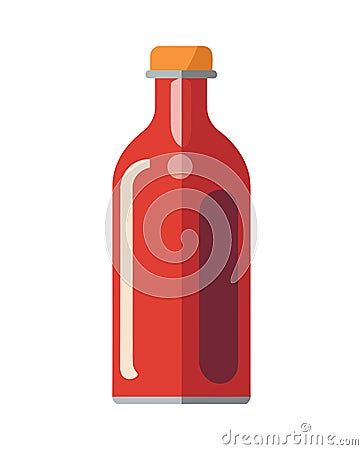 red sauce in bottle gourmet ingredient Vector Illustration