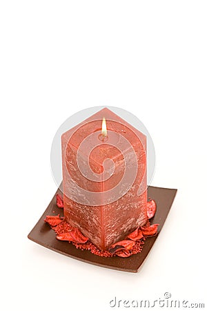 Red Scented Candle Stock Photo