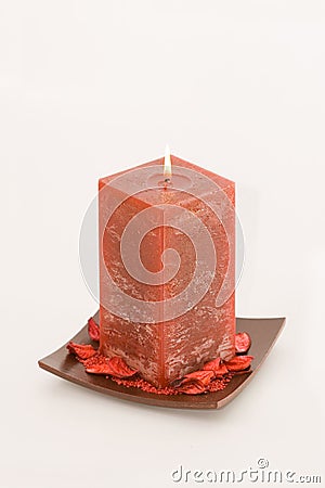 Red Scented Candle Stock Photo