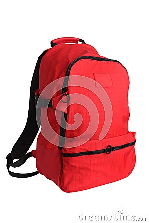 Red school backpack Stock Photo