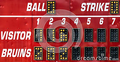 A red score board at a softball game Stock Photo