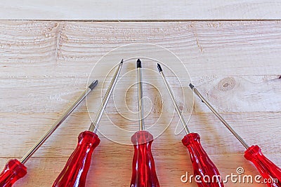 Red screwdrivers Stock Photo