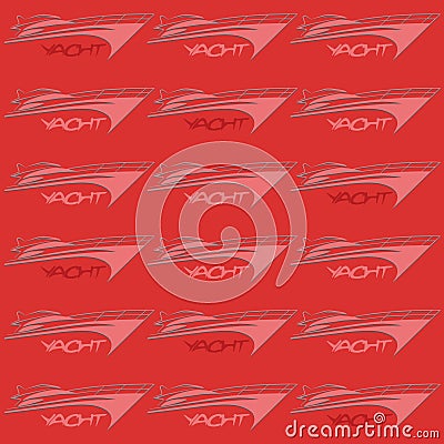 Red seamless background with yachts. Vector Illustration