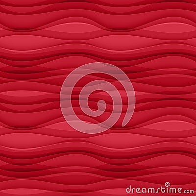 Red seamless Wavy background texture. Vector Illustration