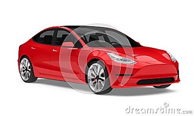 Red Sedan Car Isolated Stock Photo