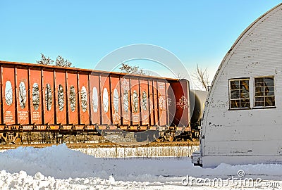 Red See through Train Car with Ovals Stock Photo