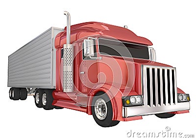 Red Semi Truck 18 Wheeler Big Rig Hauler Stock Photo