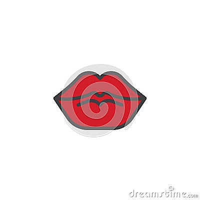 Red sensual lips filled outline icon Vector Illustration