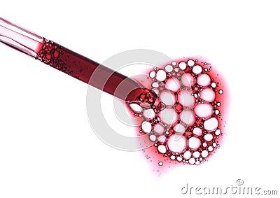 Red serum in pipette isolated on white background. Cosmetic liquid dropper Stock Photo