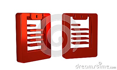 Red Server, Data report icon isolated on transparent background. Stock Photo