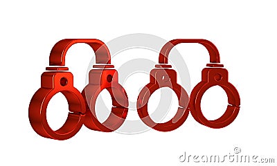 Red Sexy fluffy handcuffs icon isolated on transparent background. Fetish accessory. Sex shop stuff for sadist and Stock Photo