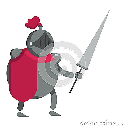 Red shield knight and his lance with with white back ground Stock Photo