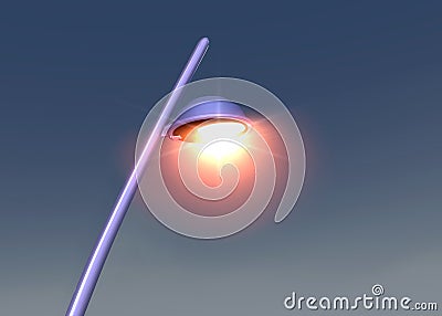 Red shining lamp post - 3d illustration Stock Photo