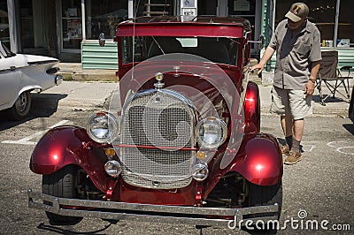 Red shinning American Vintage car year 1930 Editorial Stock Photo