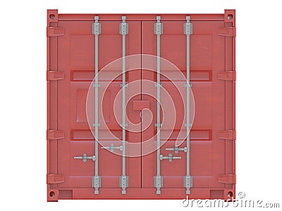 Red shipping container isolated point of view on a white background 3d rendering Stock Photo