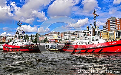 Safety ship at harbour Editorial Stock Photo