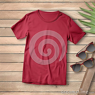 Red Shirt on Terrace Casual Chic Relaxation Stock Photo