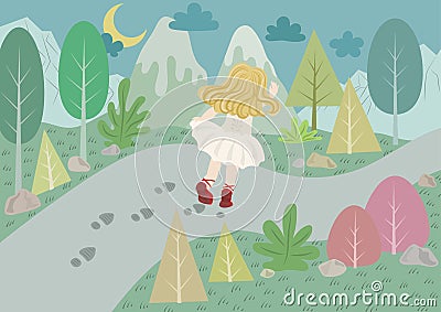 The Red Shoes Fairy Tale Vector Illustration