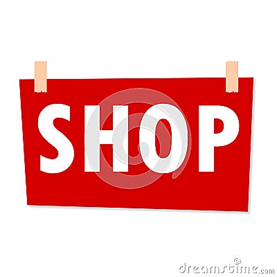 Red Shop Sign - illustration on white background Vector Illustration